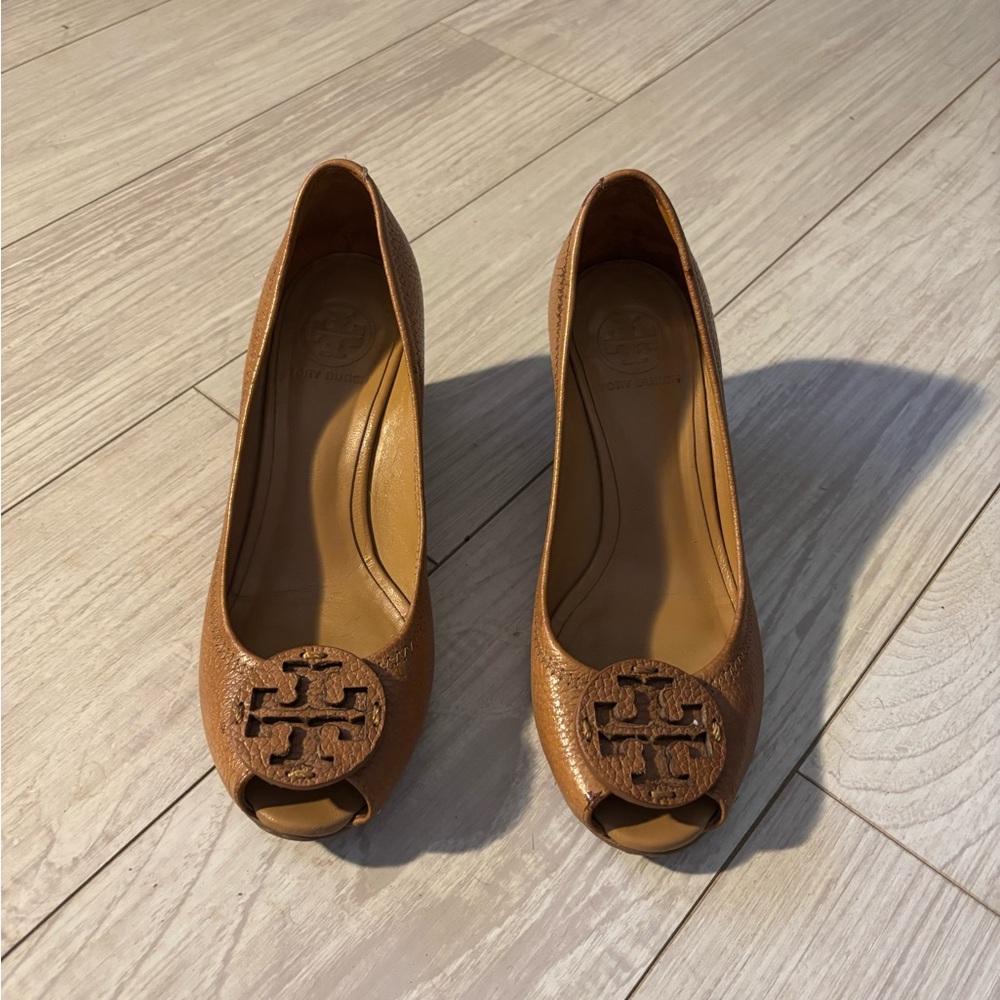 Tory Burch Brown Peep-Toe Women's Shoes